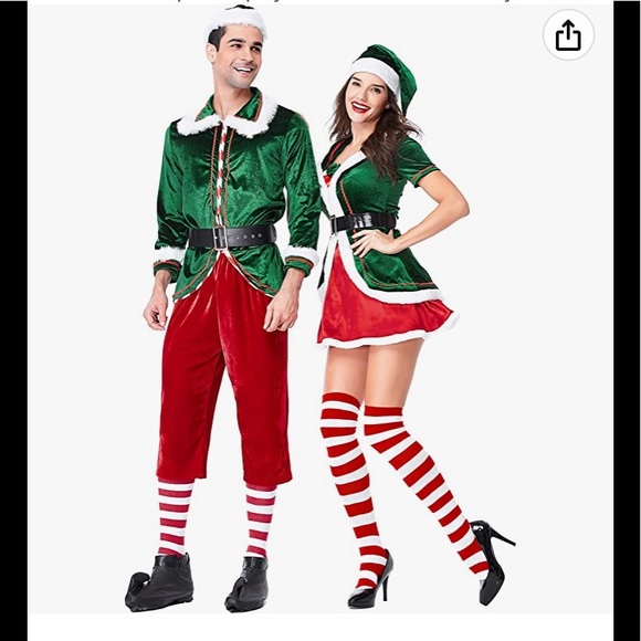 olsun Elf Costume for Men, 6 Pieces Men's Deluxe Santa's Christmas Helper - Picture 3 of 5